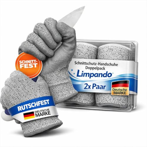 limpando 2x Paar Arbeitsschutzhandschuhe Schnittschutzhandschuhe Gr XL/11 (weitere Varianten Gr S/8, M/9, L/10 - Staffelpreise), Gartenhandschuh, für Arbeit, Garten und Küche, Grifffest, TÜV-geprüft