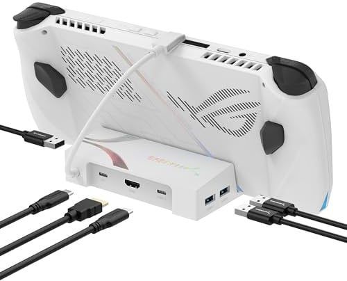 SABRENT Docking Station for Asus ROG Ally, 6-Port USB Type-C, 4K@60Hz HDMI, 5Gbps USB Ports, Power Delivery, Compact Design for Gaming (DS-RA6P)
