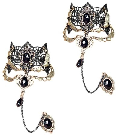 YUZNA Mardi Gras Kostüme Gothic Manschette Handgelenk Armband für Halloween (Schwarz)