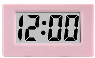 Iouaer Mini-Uhr, Dreieckig, LED-Bildschirm, Lectronic, Digitaler, Bildschirm, Tischuhr für Zuhause, Büro, Tisch, Schlafzimmer, Rosa