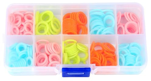 240 Piezas Marcadores de Puntadas de Anillo, Anillos de Marcadores de Punto de Colores (S/M/L) con Caja de Almacenamiento Portátil, Anillos de Costura Accesorios de Tejer para Manualidades