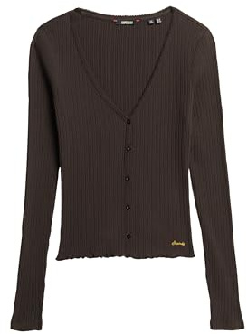 Superdry Damen Essential Langarmoberteil mit Knopfleiste