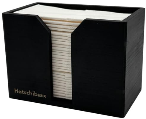 Hatschibox Black Wood, Taschentücher Box - Stylische Taschentuchbox, Tücherbox nachfüllbar (Schwarzes Kiefernholz)