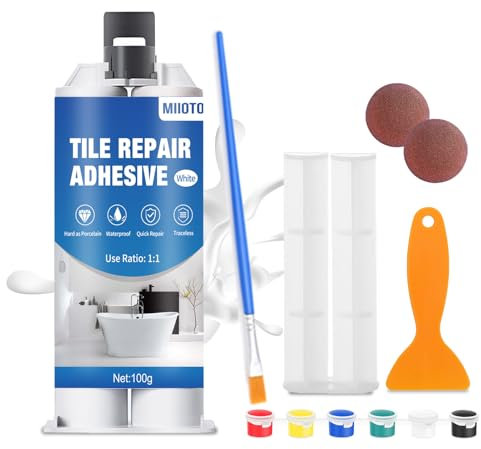 Kit de Reparación de Bañera Blanco, Kit Reparacion Plato Ducha Resina, Reparador Bañera Blanco, Kit Reparacion Baldosas para Arañazos, Agujeros, Grietas, Lavabos