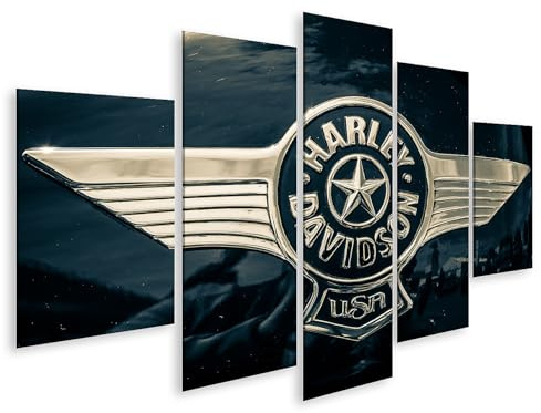 islandburner Prime Bild auf Leinwand Harley Davidson Logo Emblem Motorrad Nahaufnahme Bilder Wandbilder Poster