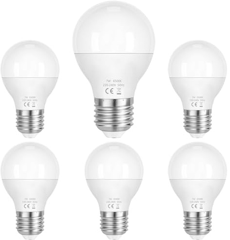 Queeplo E27 LED Kaltweiß Glühbirne, 7W 540 Lumen 6500K Lampe, G45/P45 Energieeffizient Globus Leuchtmittel, 200°Abstrahlwinkel entspricht 60 Watt Glühlampe, Nicht Dimmbar, 6er-Pack