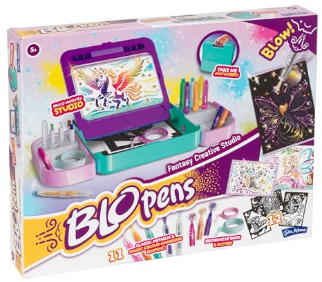 John Adams BLOPENS Fantasy Creative Studio: A Compete Studio Set to Create Amazing Airbrush Pictures | Arts & Crafts | Blow Pens for Kids Colouring Pens Set | Ages 5+