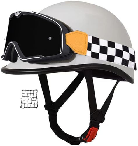 Deutsche Motorrad Halbhelme Mit DOT/ECE, Jethelm Retro, Chopper Helm, Scooter-Helm, Fahrradhelm, Mit Herausnehmbares Innenfutter Und Schnellverschlussschnallen S-3XL
