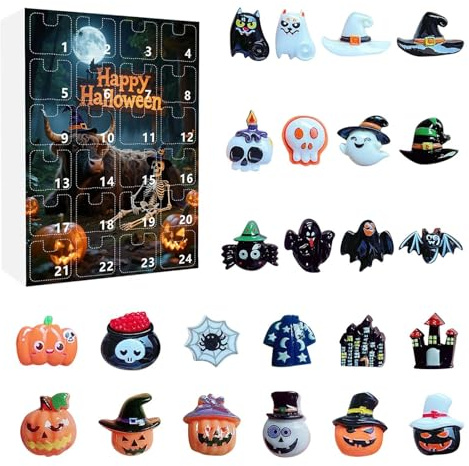 Horror Countdown Calendar - Collectable Figures Scary Decoration, 24-Day Resin Scary Figures for Halloween, Desk, Party, Home, Windowsill, Fireplace