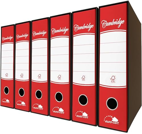 Euro-Cart Registratore a Leva con Custodia 6 Pezzi Dorso 8cm Raccoglitore ad Anelli A4 Faldoni Portadocumenti per Ufficio e Archivio, Raccoglitori Documenti, Rosso, PROTOCOLLO (285x343mm)