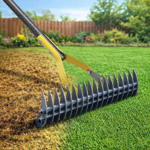 Scarificatore con manico, 178 cm, scarificatore manuale regolabile per la manutenzione del prato, ameublissement del terreno nel giardino e nel cortile, lama larga 38 cm per rimuovere il feltro del