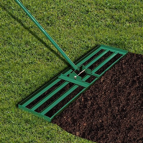 FANTASK Rastrello per il livellamento del prato, con impugnatura ergonomica, raschietto per prato, rastrello per giardino, golf e cortile (verde, 106 cm x 25 cm)