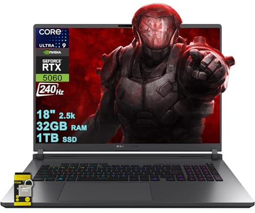 ASUS ROG Strix G18 G815 Gaming AI PC Laptop 18 2.5k (2560x1600) 240Hz (100% DCI-P3) Intel 24-core Ultra 9 275HX 32GB RAM 1TB SSD GeForce RTX 5060 (Up to 572 AI Tops) RGB Backlit WiFi7 Win11 ICP Hub