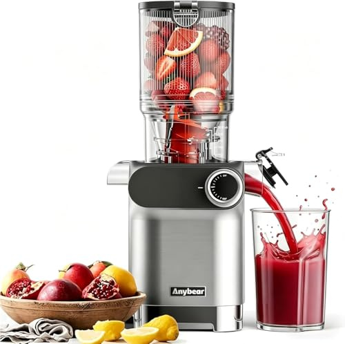Anybear 200W Cold Press Juicer, 4.3 Whole Fruit Chute, Upgraded Auger