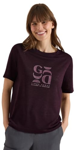 Damen T-Shirt in Leinen-Optik mit Print