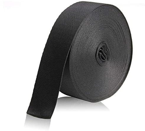 Bujingyun 1 Inch Wide Black Nylon Heavy Webbing Strap, 10 Yards