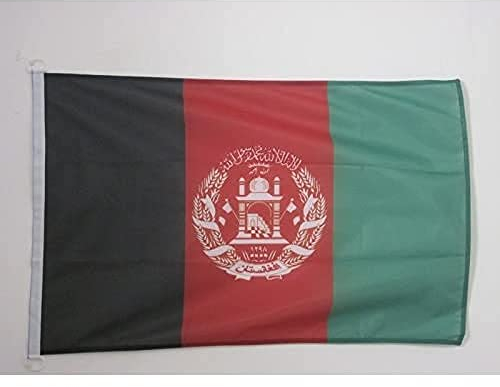 AZ FLAG - Drapeau Afghanistan - 45x30 cm - Pavillon Nautique Afghan Spécial Bateau Et Extérieur En Maille Bloquée Avec Anneaux Plastiques Intégrés - 30g