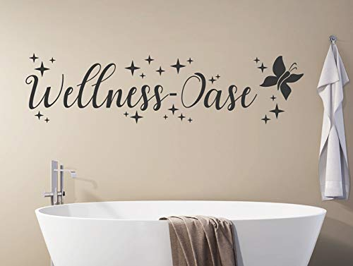tjapalo® s-pkm399 Wandtattoo Badezimmer Spruch Wandtattoo Wellness Oase (B80 x H20 cm)