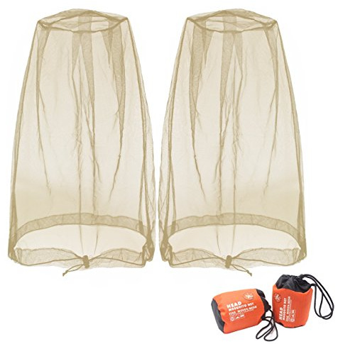 Benvo Red de malla para la cabeza, malla para el cuello de la cara de insectos insectos de abeja mosquiteros para cualquier amante al aire libre(2 unidades, caqui, tamaño grande actualizado)