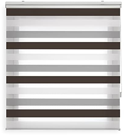 Blindecor Lira duo rollo tag und nacht , tricolor Braun, Grau, Weiß - 160 x 180 cm (Breite x Länge). Stoffgröße 157 x 175 cm. Doppelrollo für fenster
