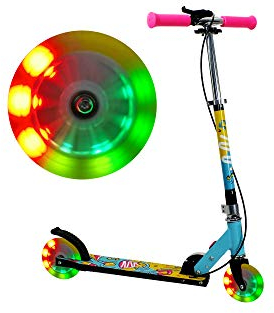 FA Sports - Velotouro Tretroller für Kinder, höhenverstellbar, mit LED-beleuchteten Rädern, Handbremse und patentiertem One-klick-Mechanismus, für Jungen und Mädchen