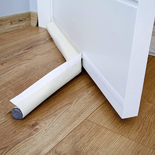 Boudin De Porte 90cm : Anti Froid Bas de Porte Unilatéral avec Joint Auto-Adhésif, Protection Contre Les Courants d’air et Le Bruit,Weather Stripping Door Seal Strip (Blanc)