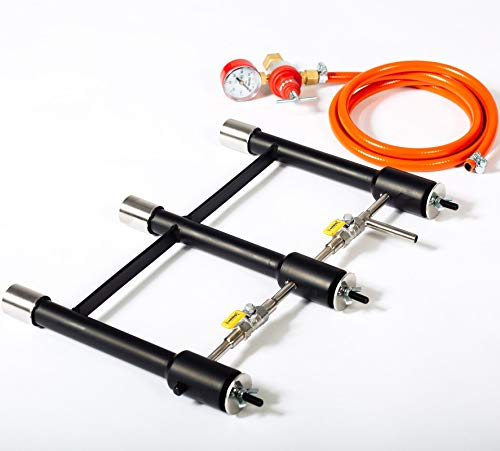 DEVIL-FORGE Bruciatore a gas modello 3 connessi DFP (240.000 BTU) uso 1,2o3, valvola a sfera, strozzatore dell'aria, per Fornace, Fucina a Gas Propano, Fabbricazione di Coltelli, Lavori di forgiatura