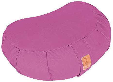 GORILLA SPORTS® Yoga-Kissen Halbmond Sitzhöhe 19 cm Lila – Meditationskissen mit waschbarem Baumwoll-Bezug und Bio-Dinkelfüllung