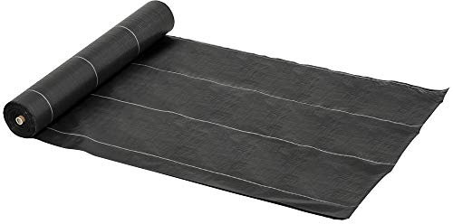 Outsunny Telo Pacciamatura 50x2m 100g/m² Telo Anti Erbacce Telo Nero per Orto, Serra, Giardino Drenante e Traspirante con Quadrettatura