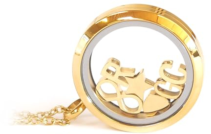 Personalisierte Medaillon-Kette 30mm mit Buchstaben, Alphabet, Halskette, Geburtssteine, silber, rosegold, gold