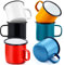 Joyfair Lot de 6 tasses à café en émail Rouge/noir/bleu/vert/jaune/blanc 350 ml