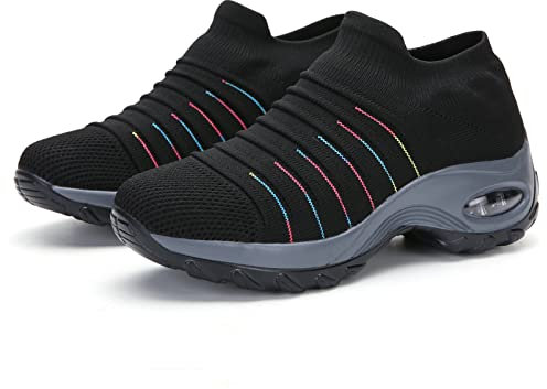 XPERSISTENCE Straßenlaufschuhe Sportschuhe für Damen Jogging Mesh Atmungsaktive rutschfest Leichte Fitness Schwarz Größe 39