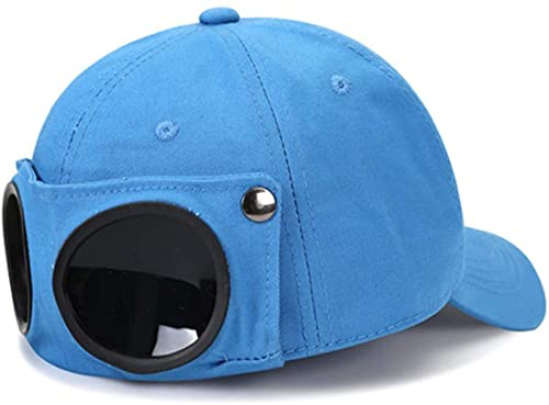 Yixda Unisex Baseball Cap Fliegermütze mit Schutzbrille Hip Hop Sport Snapback Kappe (Blau)