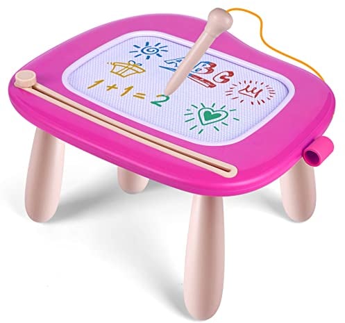 Smasiagon Kinderspielzeug ab 1 Jahr, Magnetische Maltafel Zaubertafel Bunt Zeichentafel Magnettafel mit 4 Beine für Kinder Geschenk für 1 2 3 Jahre Mädchen Junge Spielzeug (Rose)