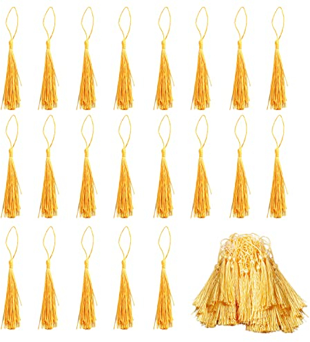 100 Stück Golden Tassels, Lesezeichen Tassels, Handgemachte Quaste, Quaste mit Lanyard, für Lesezeichen, Einladungskarten, Schlüssel, Basteldesign (Golden)