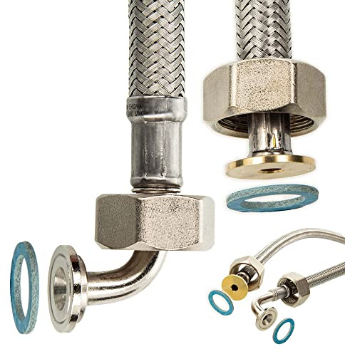 tecuro Flexschlauch Edelstahl-Zulaufschlauch 1,00 m x 3/4 Zoll DN 13 - für Wasch- und Spülmaschinen - DVGW