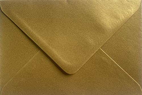 C5 Coloured Envelopes for A5 Greeting Cards Wedding Invitations & Crafts V Flap, Peel & Seal Flap (162x229mm) Pack of 50 (Pearl Gold)