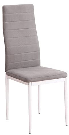 SHIITO - Silla de Comedor - 40,5 x 49 x 96 cm - Modelo Yuri - Asiento de Tela Acolchada - Patas Metálicas Blancas - Sencilla y Elegante - Gris Marengo