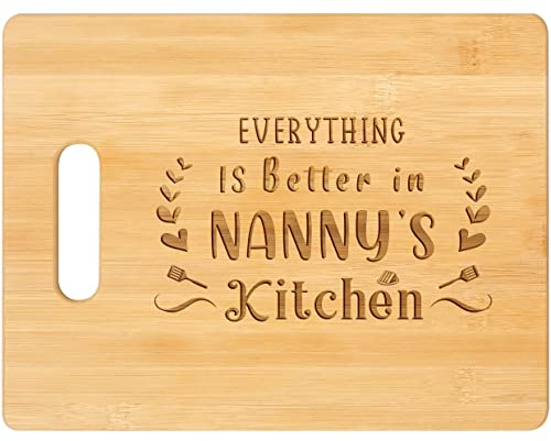 Pandasch Nanny Gifts from Grandchildren, Best for Nana Nan Grandma Grandmother, Unique Engraved Bamboo Cutting Board with Warm Saying, Useful Birthday Gifts, Funny Kitchen Presents