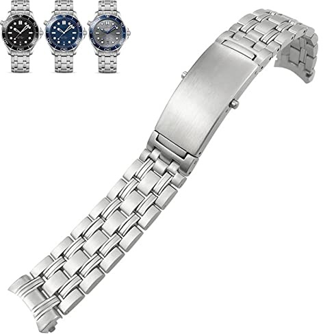 EEOMOiK 20 mm 22 mm 316L Edelstahl-Uhrenarmband für Omega Seamaster 300 m Speedmaster Planet Ocean 600 Uhrenarmband Armband Gürtel (Farbe: Silber, Größe: 20 mm)