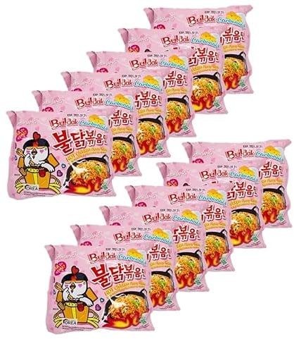 Samyang - 12 x Carbonara Hot Chicken 130 g - Asia Instant Ramen Nudeln Extra Scharf