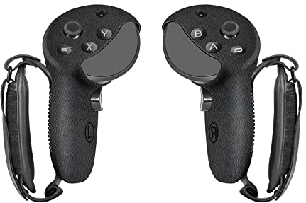 Globular Cluster Silicone Grips for Meta Quest Pro Controllers - Come with PU Leather Cushion Pad - More Comfortable (Black)