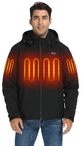 ORORO Men's Dual Control Heated Jacket with 5 Heat Zones, Up to 20 Hours of Warmth (Charger Not Included) (Black, XL)