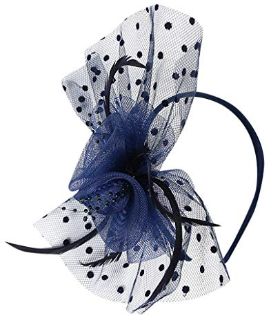 Damen Fascinators Hut Cocktail Party Tee Kopfbedeckung Blumenfeder, 1920s Fascinator Hut Damen, 20er Jahre Stirnband Flapper Feder Haarreif Accessoires Damen Mädchen Kopfbedeckung (Navy, One Size)
