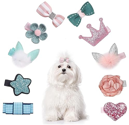 Taicols 10 Stück Hunde Haarspangen, Hund BöGen Haarschmuck, Kopfbedeckung für Haustiere, Süße Haarspange für Katze und Hund, für die Tierpflege Für Kleine Mittelgroße Hunde Katzen Haustiere Haare