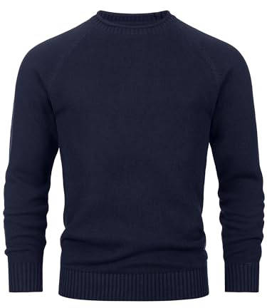 Indicode Herren INMassum Strickpullover Cardigan mit Rundhals-Ausschnitt | Klassischer Feinstrickpullover aus weicher Baumwolle, Strickpullover, Herrenpullover, Freizeitpullover, Pullover für Männer