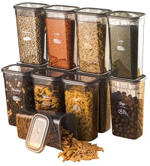 Viwares luftdichte Vorratsdosen mit Deckel | 12er Vorratsbehälter Set | BPA-FREI | Zur Müsli Mehl und Zucker Aufbewahrung | Praktische Aufbewahrungsbox Küche für alle Lebensmittel