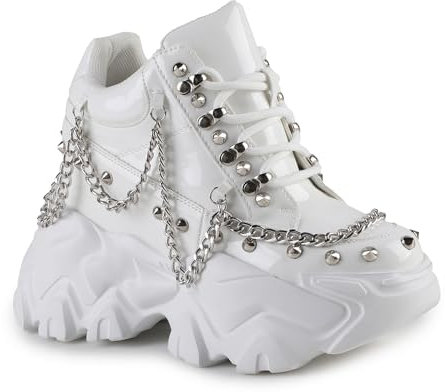 AnthonyWang Pomegranate-01 Chain Damen Plateau-Sneaker zum Schnüren, Weiss/opulenter Garten, 37.5 EU