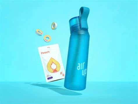 Air Up Gourde originale de 650 ml Bleu océan avec dosettes sans BPA, 0 calories (bouteille bleu océan avec 3 dosettes à la pêche)