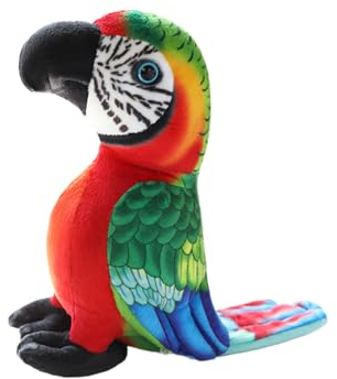 Herfair Plüsch Papagei Spielzeug, Plüschtier-20cm, Niedliche Realistisches Papagei Vogel Plüschtiere, Stofftier Kuscheltier Geburtstagsgeschenk für Kinder Mädchen Jungen (Rot und grün)